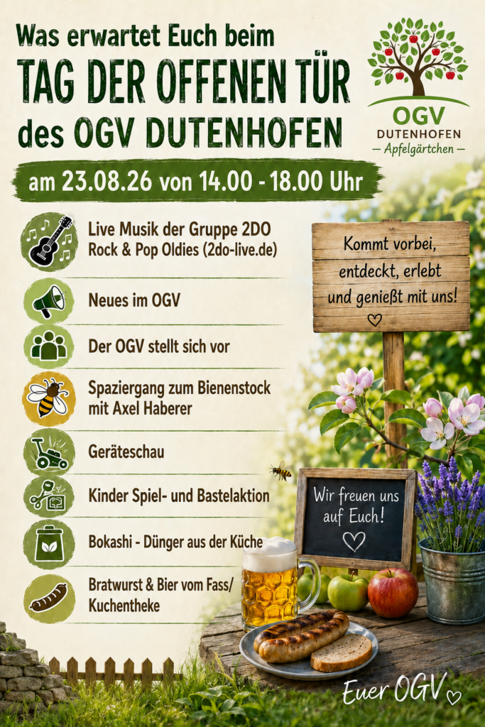 Tag der offenen Tür am 23.08.26 im Apfelgärtchen